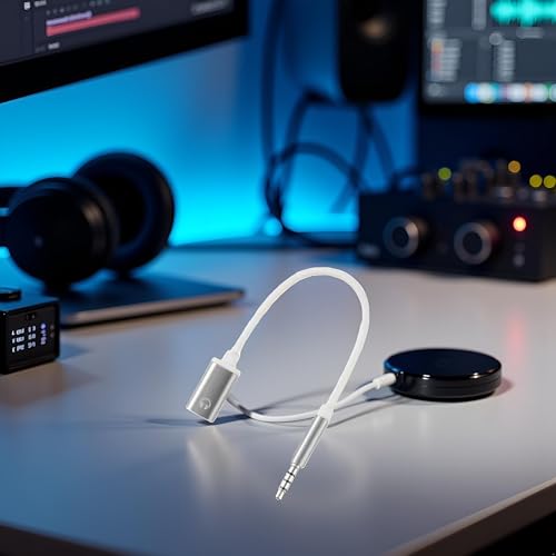 Cable adaptador 3.5mm macho a USB-C hembra plata miniatura 3