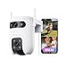 EZVIZ 5MP+5MP Überwachungskamera Aussen mit Dual-Lens, 2,4&5GHz WLAN, 360° PTZ Überwachung Outdoor, KI Personen/Fahrzeugerkennung, Auto-Tracking, Farbnachtsicht, Wetterfest, 2-Wege-Audio, C9c Dual 3K