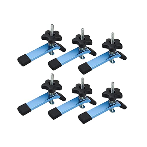 POWERTEC - Lot De 2 Colliers De Serrage Pour Rail En T - 14,9x3,8 Cm - Bleu Et Noir - Boulons Et Boutons Inclus - 2