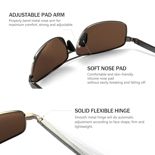 Image of SUNGAIT UV protection Ultra Lightweight Rectangular Polarized Sunglasses