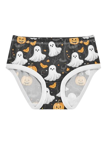 ZZKKO Ghosts Pumpkins Cartoon Girls Underwear Toddler Panties for Girls Comfort Brief Size 2T