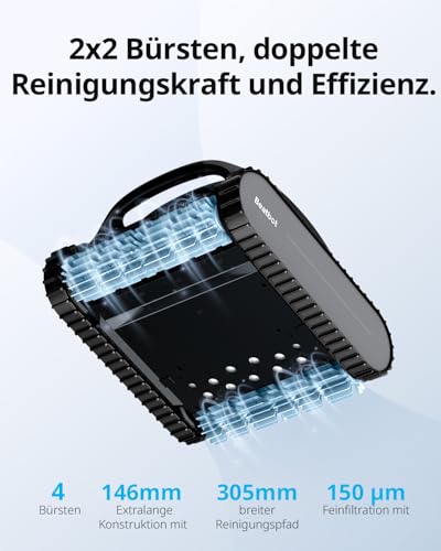 Beatbot AquaSense Kabelloser Poolroboter– Akku Poolsauger mit Smarte Pfadoptimierung, Poolreiniger Wasserlinie Boden und Wand, für Pools bis zu 200 m² – Bild 5