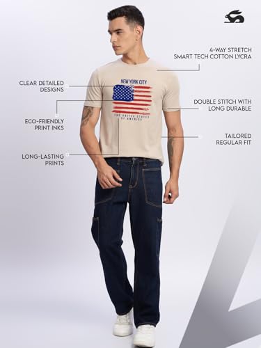 Image of ADRO Men's 100% Cotton Regular Fit T-Shirt
