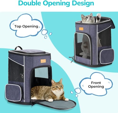 Morpilot Katzenrucksack Hunderucksack für Katzen und Kleine Hunde 7kg, Faltbare Haustier Rucksack mit Innerer Sicherheitsleine und Schale