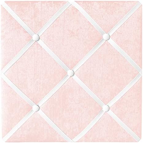 Sweet Jojo Designs Pink Fabric Memory Memo Photo Bulletin Board - Solid Light Blush Crinkle Crushed Velvet Luxurious Elegant Princess Boho Shabby Chic Luxury Glam High End Boutique for Lace Collection