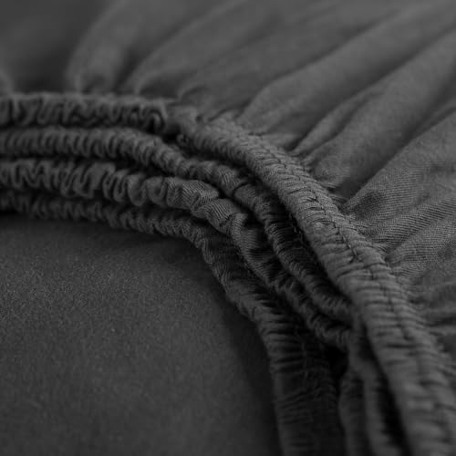 Drap-housse en jersey anthracite 140x210 extensible sans pli en coton - 4