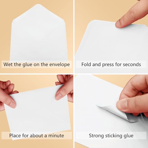 Weißer Umschlag Bunte Faltkarten mit Briefumschlagen, kreative Klappkarten 15 * 10 cm zum Gestalten, Beschriften, Einladungskarten