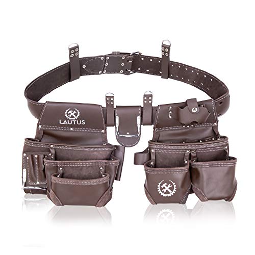 Image of LAUTUS Top Grain Leather Heavy Duty Tool Belt /Pouch /Bag, Framer, Carpenter, Construction, Framers, Handyman, Electrician