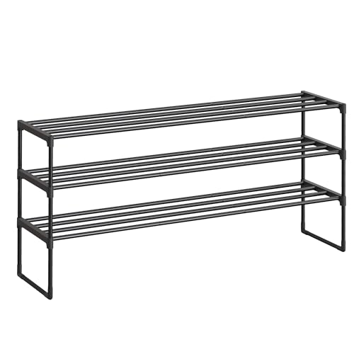 SONGMICS 3-Tier Shoe Rack, Metal – Upright or Inverted