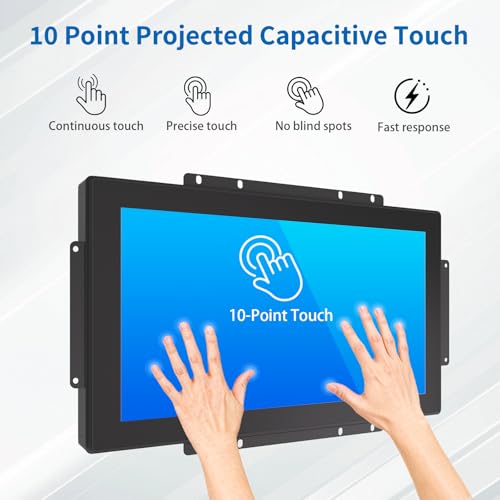Image of 15.6 Inch Open Frame Touch Monitor, PCAP 10-Point Touch Industrial Touchscreen Monitor, with HDMI /VGA /DVI Interface, Active Matrix TFT LCD,LED Backlight, with VESA Mount