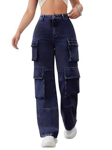 Image of CHKOKKO Women High Rise Denim Solid Regular Fit Jeans