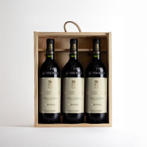 Matarromera Crianza Vino Tinto D.O. Ribera del Duero – 100% Tempranillo, Caja de Madera 3 Botellas 75 cl