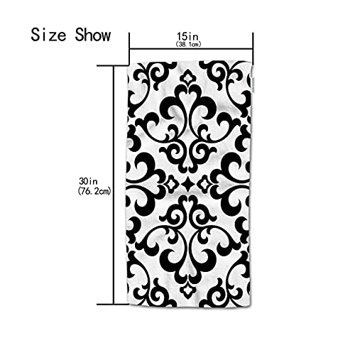 Hgod Designs Black Floral Hand Towels,Vintage Flower Paisley Design Black And White 100% Cotton Soft Bath Hand Towels For Bathroom Kitchen Hotel Spa Hand Towels 15"X30" #TOP2