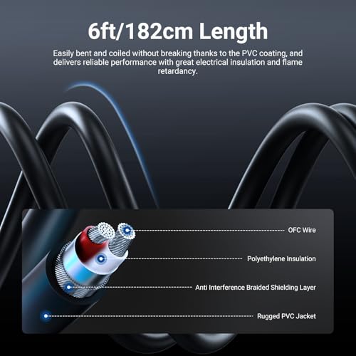 Cable adaptador Jack 3.5mm a Dual 1/4 6 ft miniatura 4