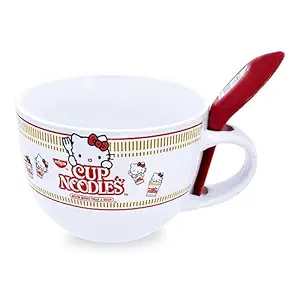 Silver Buffalo Hello Kitty Original More Than Soup Boxed Ceramic Soup Mug with Spoon, 24 Ounces