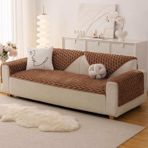 Awjcsv Couch Cover for Dogs Washable, Waterproof Couch Covers for 3 Cushion Couch Sofa Pet Friendly, Soft and Anti Slip (Coffee, 1pc/28"x 59")