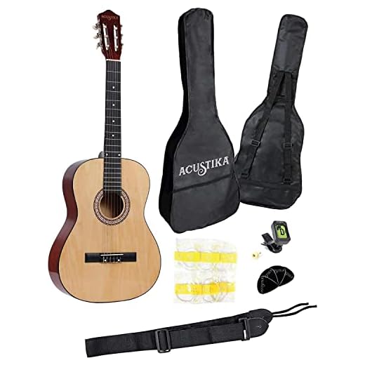Chitarra Classica Acustika in Legno 93 cm 6 Corde in Nylon 3/4 Misura 36 Natural
