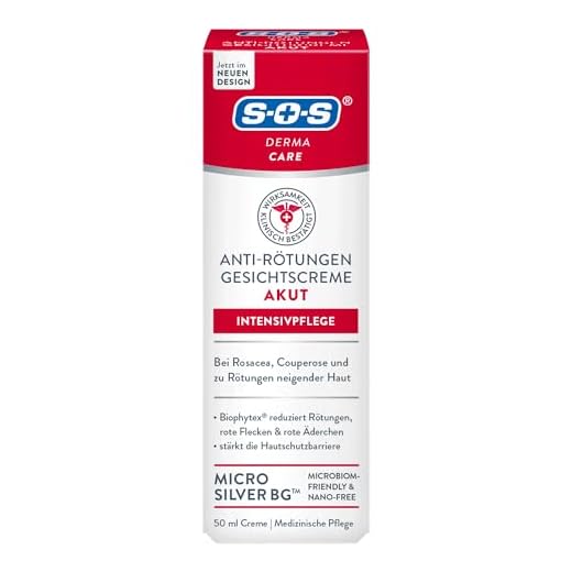 SOS Derma Care Anti Redness Cream (50 ml) - Reduces Skin Redness on the Face - Intensive Face Care Against Rosacea, Couperose, Red Veins & Neurodermatitis - with Micro Silver