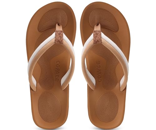 Image of COFACE Flip Flops For Women with Arch Support Comfortable Yoga Mat Orthopedic Sandals Lightweight Womens Flip-Flop
