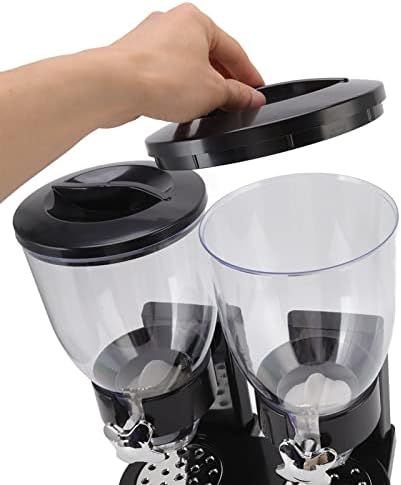 Pssopp Cereal Dispenser Food Dispenser Storage Cereal Dispenser Cereal Dispenser ABS Dual Containers Airtight Twist Operation Dry Food Dispenser for Kitchen (Black)