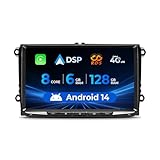 8 Core,6+128G Android 14 Autoradio Compatible avec Volkswagen Golf 5 Passat B6 Passat B7 touan Skoda Fabia avec Autoplay Android Auto, écran Tactile QLED de 9 Pouces avec Bluetooth wifi/4G/AM/FM