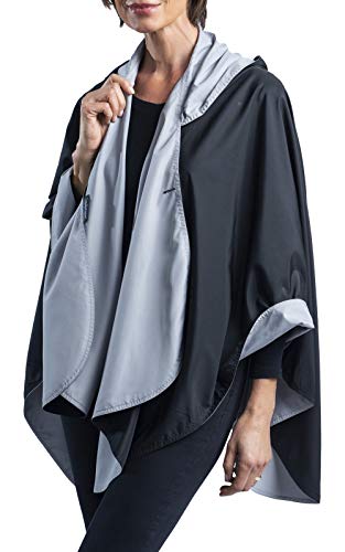 RainCaper Womens Rain Cape Poncho Coat Jacket with Hood Reversible Gorgeous Ultrasoft