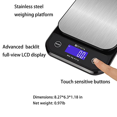 Bomata Waterproof Food Scale, 0.01Oz/0.1G High Precision, 11Lb/5Kg, Washable, Usb Rechargeable, Stainless Steel Weighing Platform, Digital Kitchen Scale For Cooking, Baking, Weight Loss, Etc. #TOP5