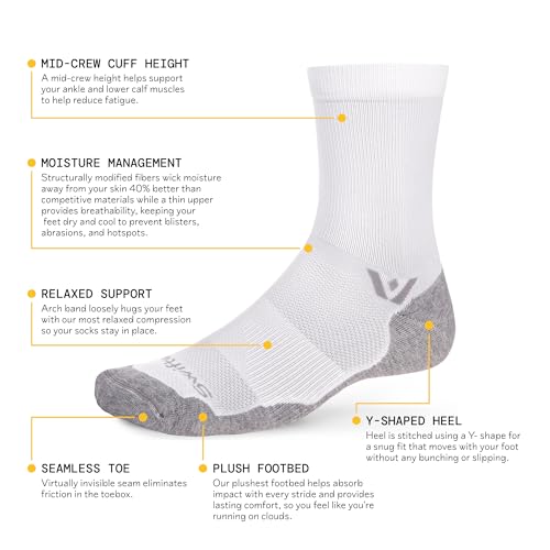 Swiftwick – MAXUS Mid-Crew (1-3 Pairs) Golf & Running Socks, Maximum Cushion, Mens & Womens3