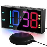 PPLEE Loud RGB Alarm Clocks for Heavy Sleepers, Vibrating Alarm Clock with Bed Shaker,USB Charger, Weekend Weekday Mode, Dimmable Digital Clock for Bedroom Adult Hearing Impaired Deaf Senior Teen kids