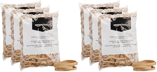 Image of Amazon Basics Rubber Bands, Office Supplies, Size 64 (1 /4 inch), 320 Bands /1 lb Pack, 6-Pack, Tan