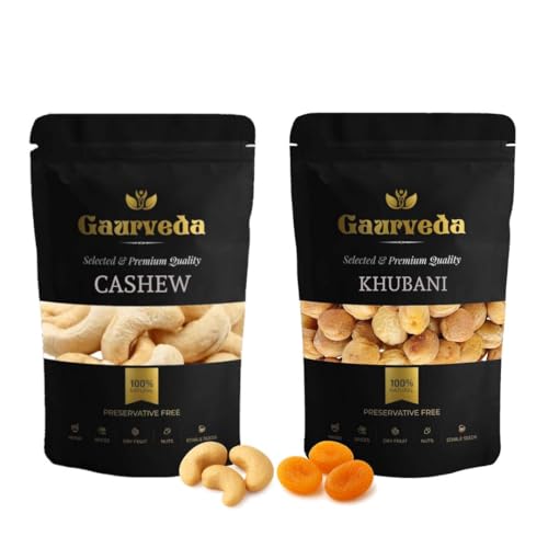 Image of GAURVEDA Kaju & Khubani Delight: Premium Cashews and Apricots Mix - Healthy Snack, Natural Sweetness, Energy Booster - Perfect Gift Option | 50 Grams