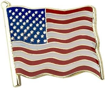 Snazzyflags USA United States America Country Wavy Flag Badge Metal & Enamel PIN