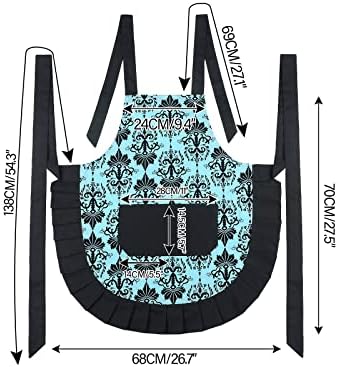G2PLUS Mothers Aprons for Women with Pockets, Extra Long Ties, Vintage Damask Apron, Perfect for Kitchen Cooking, Baking and Gardening, 29 x 21 - inch (Adult Women)
