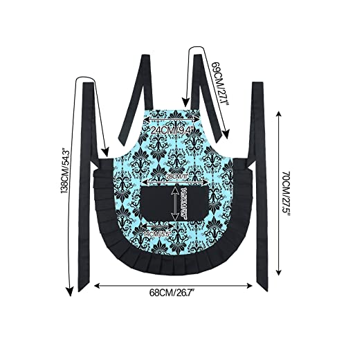 G2PLUS Mothers Aprons for Women with Pockets, Extra Long Ties, Vintage Damask Apron, Perfect for Kitchen Cooking, Baking and Gardening, 29 x 21 - inch (Adult Women)