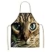 2 Unids Sets Cocina Chef Delantales Perro Gato Tigre Búho Imprimir Cocina Delantal Sin Mangas Algodón Lino Cocina Delantal Herramientas de Limpieza Del Hogar 19x15in/47*38cm