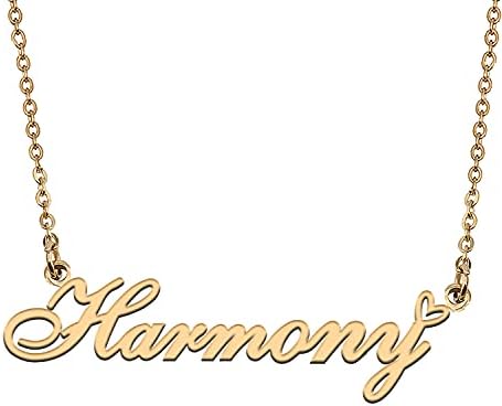 HUAN XUN Harmony Name Necklaces Personalized Stainless Steel Necklace for Women Jewelry for Birthday Anniversary