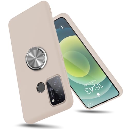 OPPO Reno5 A ケース リング付き シリコン TPU 柔らかい ストラップホール 薄型 耐衝撃 衝撃吸収 車載ホルダー対応 スタンド機能 傷付き防止 指紋防止 さらさら手触り 持ちやすい 滑り止め オッポ リノ5 a 用スマホケースカバー 白 M