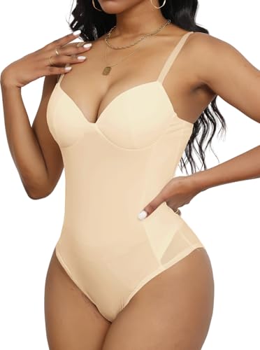 Image of Hilinker Women's V Neck Spaghetti Strap Bodysuit Sexy Sleeveless Camisole Bustier Top