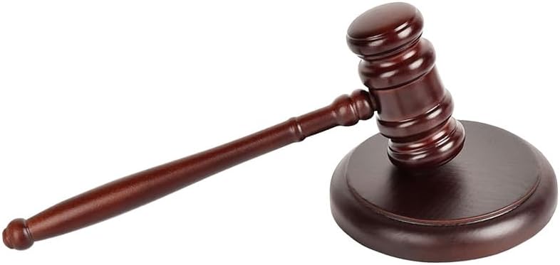 Martillo y bloque de madera premium perfecto para juez, abogado, corte de subastas, empresa, estudiante