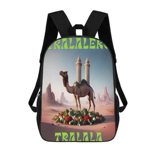 Frigo-Camelo Merch 17 Inch Shoulder Backpack Italian-Brainrot Meme Water Resistant Lightweight Daypack