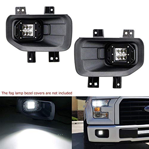 iJDMTOY LED Fog/Lamp Driving Kit Compatible With 15-up Ford F-150 & 17-up Ford F-250 F-350, Includes (2) 12W High Power CREE Xenon White LED Pod Lights & Set of Mounting Brackets