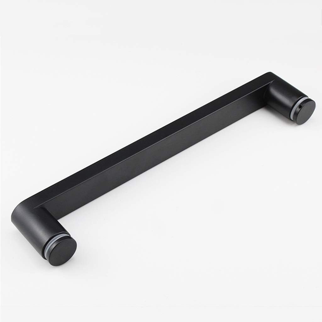 Stainless Steel Shower Entry Door Handle Glass Door Single Side Push Pull Bar Door Knob Replacement Sets, Black Square Rectangle Tubular (Size : 50cm)