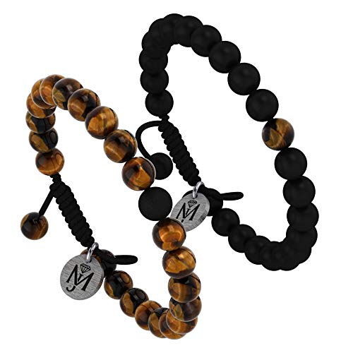 Marejolie - Pulseras para parejas con perlas y grabado