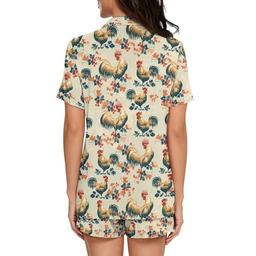 Image of Women's Short Sleeve Sleepwear Pajamas Nightwear with Pockets | skin-friendly breathable material resists pilling fading and deformation after repeated washing