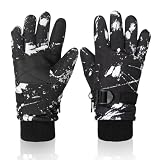Nattork Youth Ski Ice Skating Gloves, Waterproof Winter Snowboard Gloves Warm Touchscreen for Big Kids Boys Girls Women Skiing Cycling