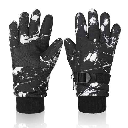 Nattork Youth Ski Ice Skating Gloves, Waterproof Winter Snowboard Gloves Warm Touchscreen for Big Kids Boys Girls Women Skiing Cycling