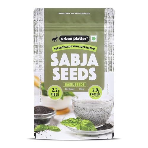 Image of Urban Platter Sabja Seeds, 250g (Basil Seeds for Weight Management, Digestion & Hydration, Rich in Fiber & Omega-3, Falooda, Detox Drinks & Smoothies)