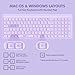 Purple Wireless Keyboard and Mouse Combo for Desktop Mac iPad Bluetooth 2.4 Ghz Rechargeable Slim Silent Click with Number Pad Compatible with Pc, Laptop, Tablet (Purple)