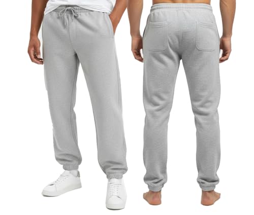 Image of SKT Mens Jogging Bottoms Joggers Tracksuit Fleece Pants Gym Sweats (Grey, Small)