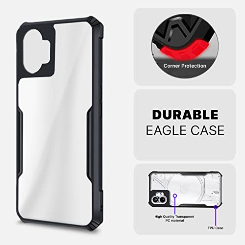Image of Pikkme Nothing Phone 1 Back Cover | Crystal Clear Transparent Back | Ultra Hybrid | Full Camera Protection | Raised Edge | Bumper Back Case for Nothing Phone 1 (Black)
